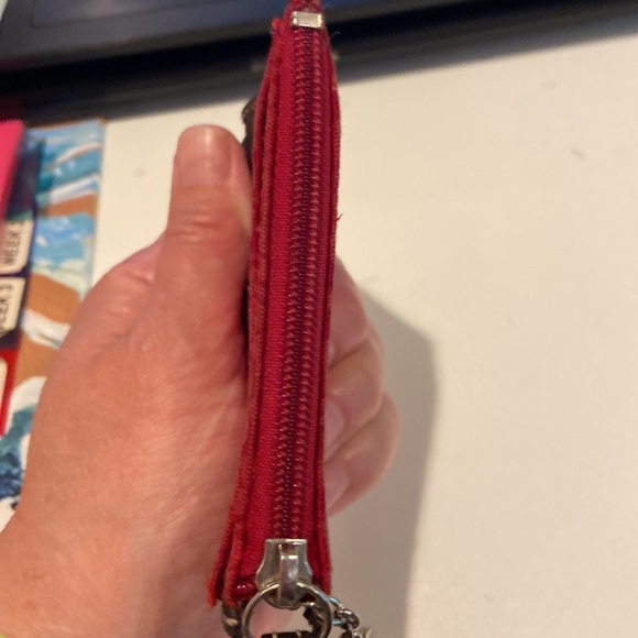 Vintage Coach Key Chain small wallet combo red Classic C w/ brown leather, Y2K - Picture 10 of 10